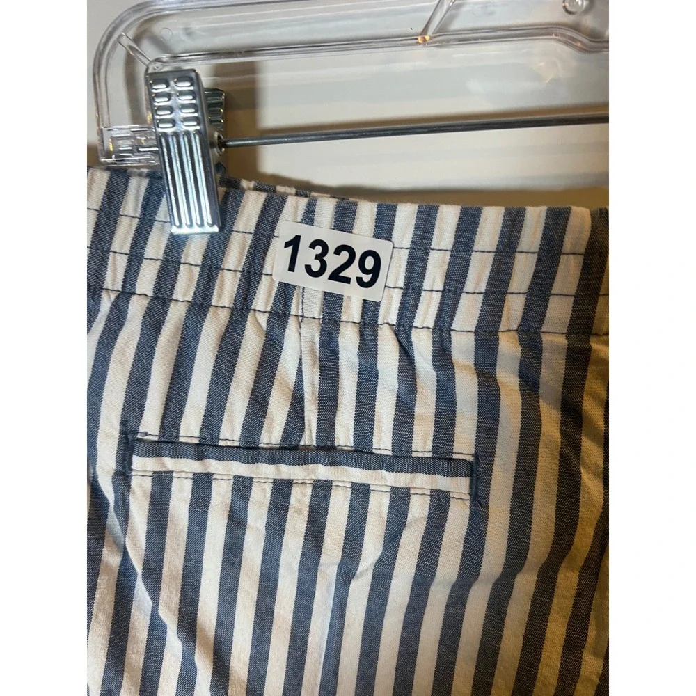 Lands' End Womens Shorts Mid‎ Rise Striped Blue White 12